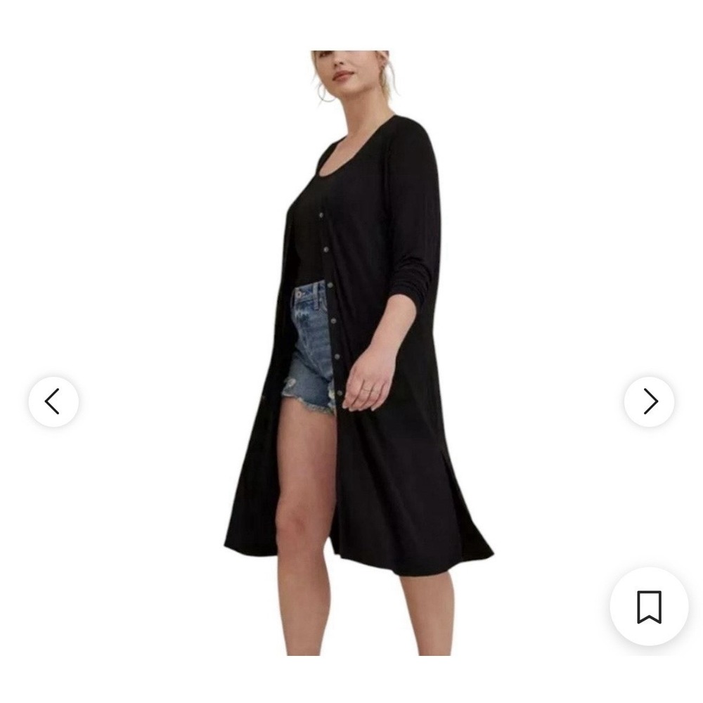 Torrid Longline V-Neck Cardigan Button‎ Front Sweater Black Size 4X